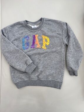 GAP Kids Gray Crewneck Sweatshirt with Multicolor Logo